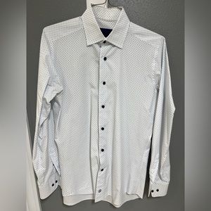 David Donahue White Pattern Dress Shirt - Trim Fit - 15.5 Neck - 34/35